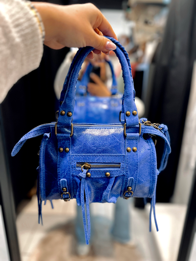 Petit sac gaga bleu roi en cuir