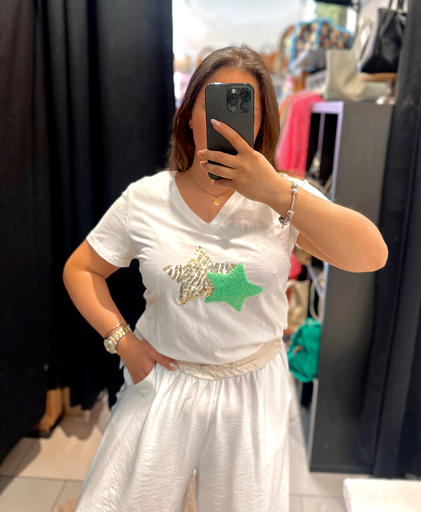 T-shirt étoile verte fluo